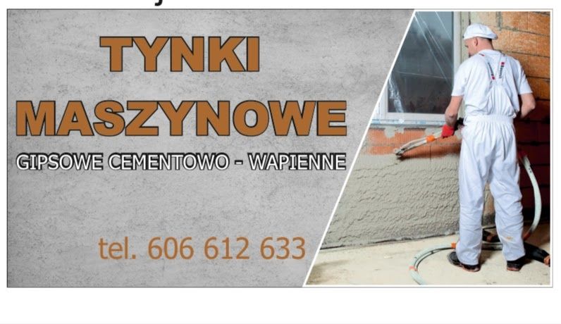 Tynki maszynowe  gipsowe i cem wapienny.