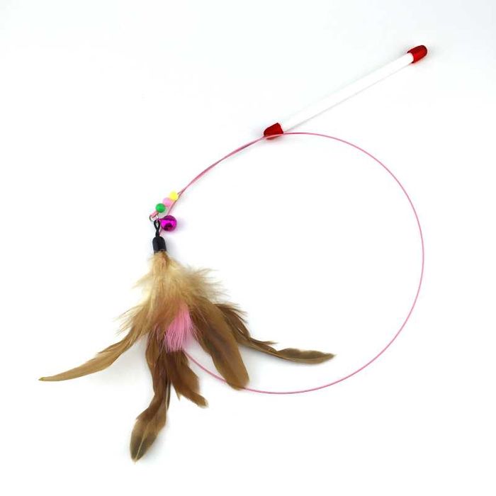 Игрушка на гибкой проволоке с перьями и колокольчик для котов и собак