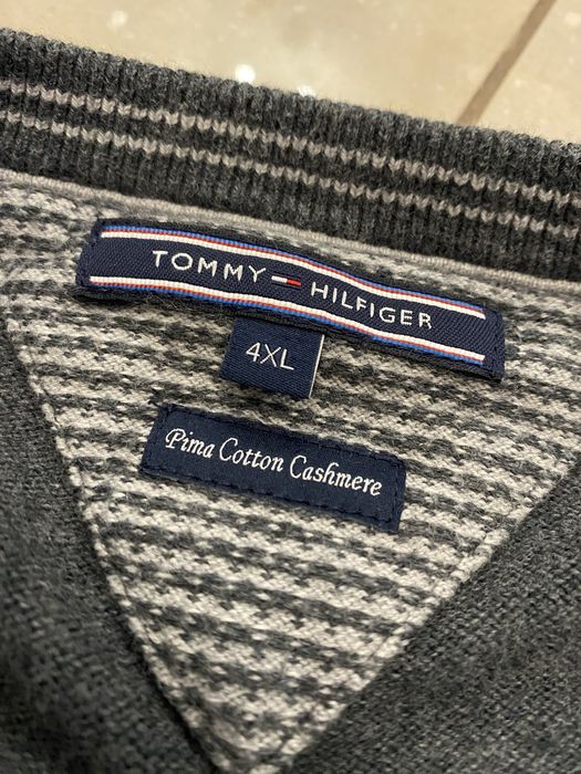 Tommy Hilfiger sweter męski 4XL  szary, extra stan, bawełna,kaszmir