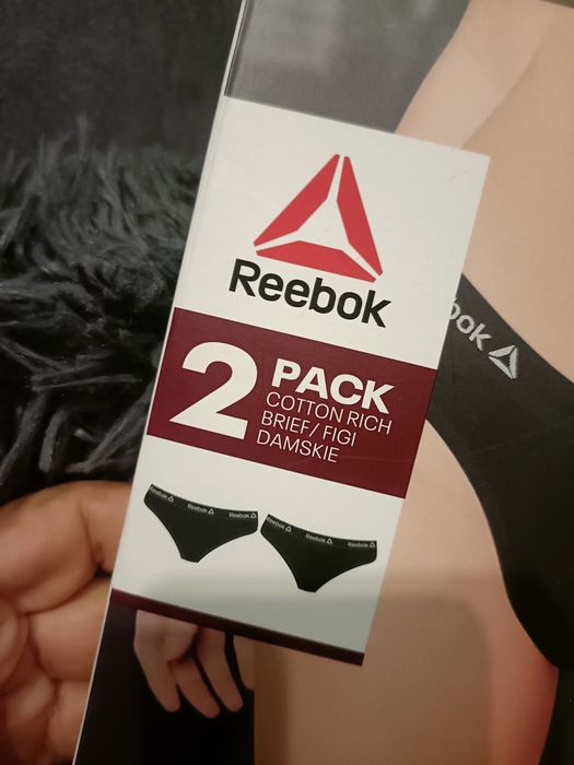 2pak sportowych majtek Reebok czarne szeroka guma napisy r.xl