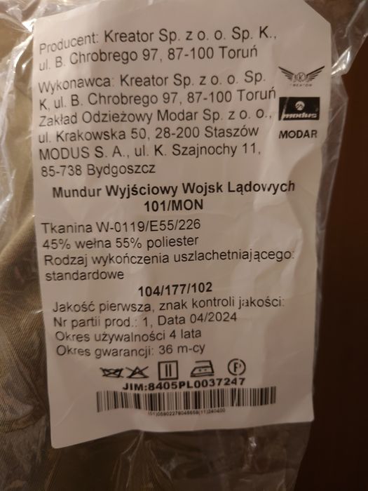 Mundur wyjściowy Wojsk lądowych 101/MON