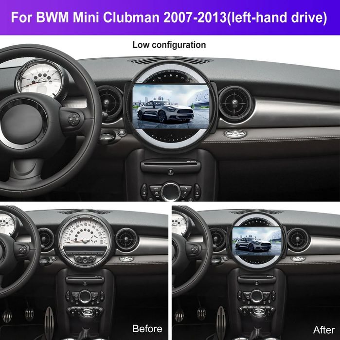 Rádio Android Mini R55 Clubman 2007-13 CARPLAY WIFI GPS 4/64GB BT novo