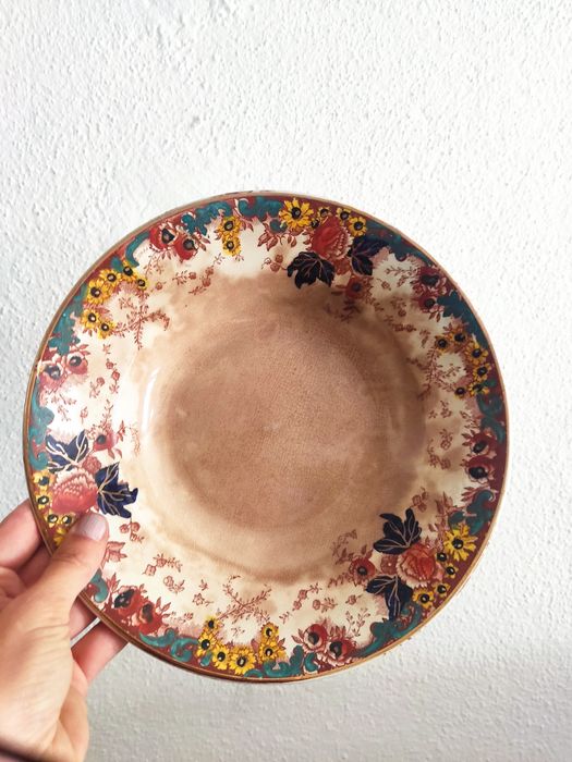 Prato de sopa raro Excelsior Rico da Fábrica de louça Sacavém