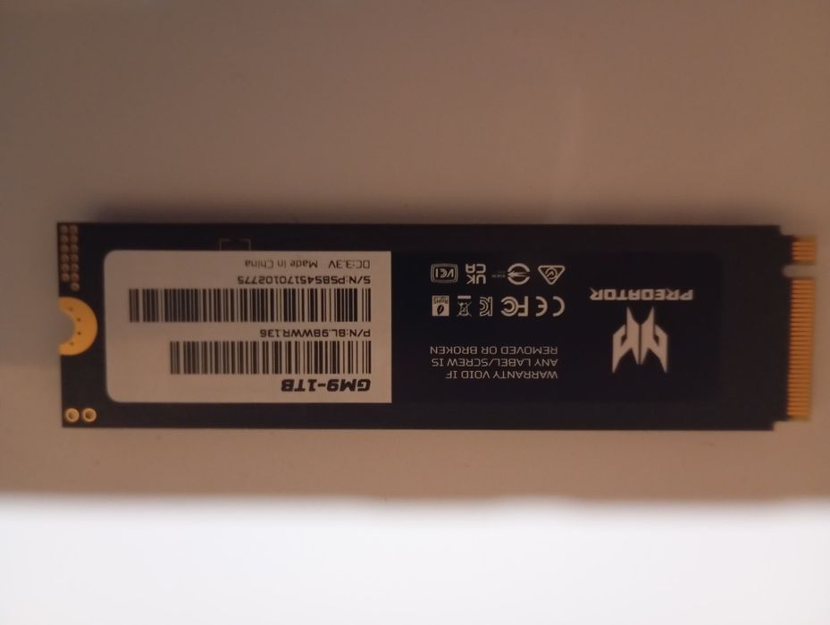 Para venda SSD Predator GM9-1TB gen5