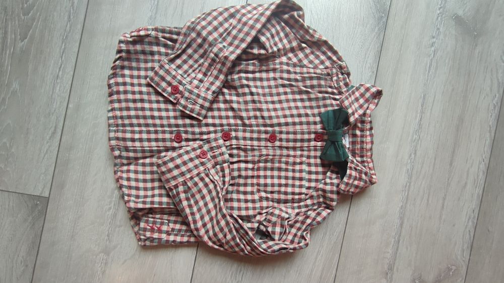 Koszula w kratę elegancka chłopięca rozm.80