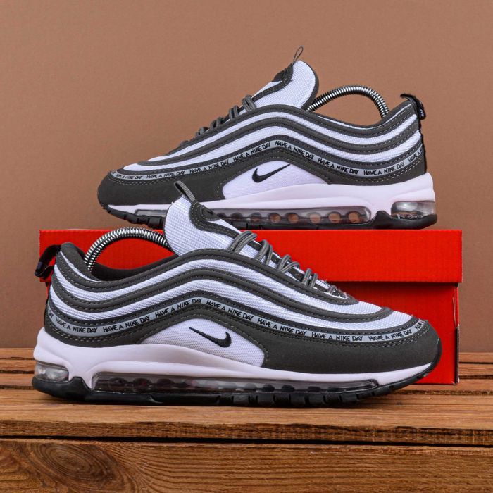 (1937) Акція! Кросівки Nike Air Max 97 сірі з білим (39 41) найк найки