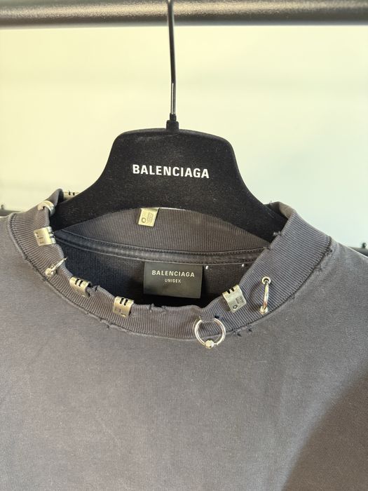 Balenciaga Pierced Round Sweatshirt Bluza Oversized Kolczyki Unisex L