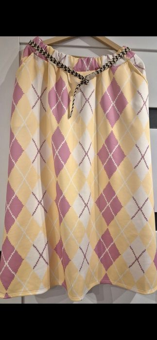 Made In Italy Spódnica Romby Żółta Kieszenie 95%viskoza 5%elastyn