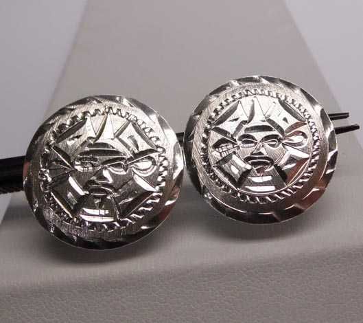 Srebrne spinki Meksyk maski diamentowane ozdoby