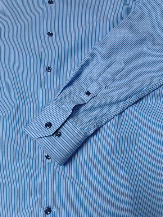 Koszula slim fit długi rękaw kołnierzyk guziki prążek 'Eton' L