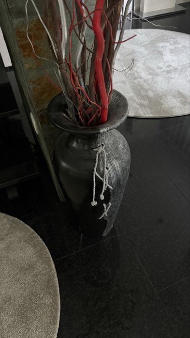 Vaso Decorativo de Chão Grande com Arranjo de Ramos Secos