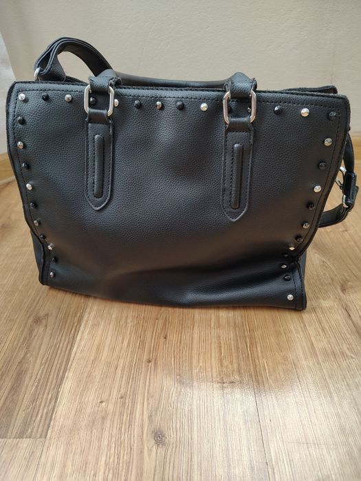 Czarna torebka- Jenny Fairy jednokomorowa ekoskóra z uszami i paskiem