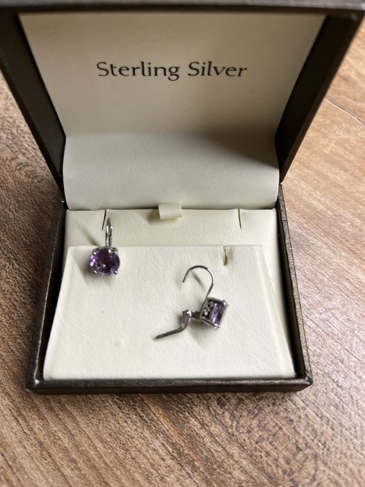 Ювелирный серебряный набор украшений с натуральным аметистом