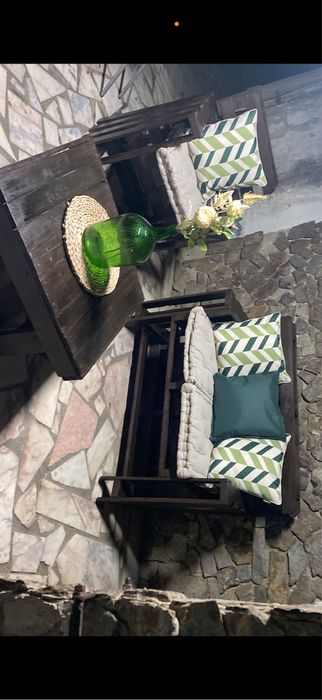 Conjunto de jardim envernizado