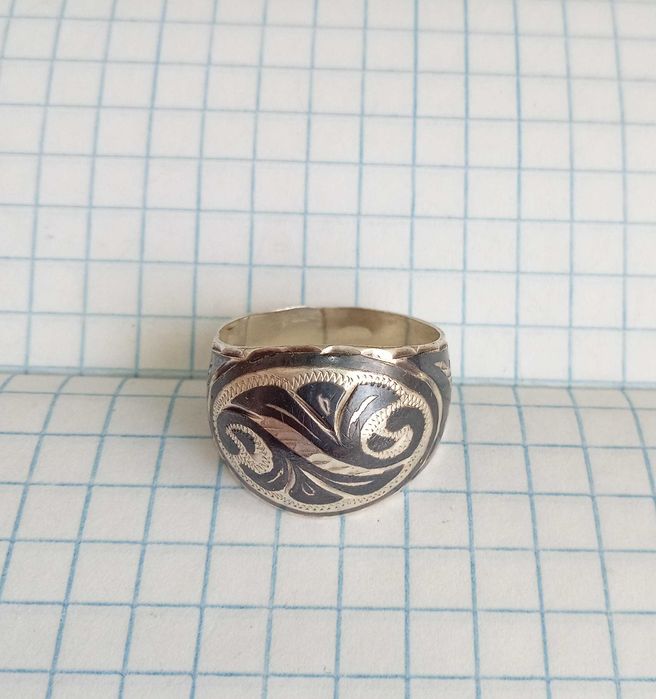 Перстень кольцо Чернь Срібло 875 голова, вінтаж. СССР