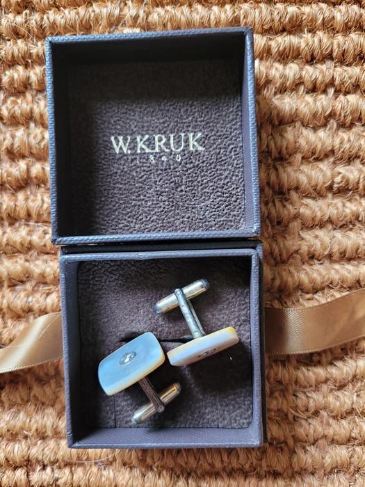 Nowe spinki do koszuli W. Kruk masa perłowa