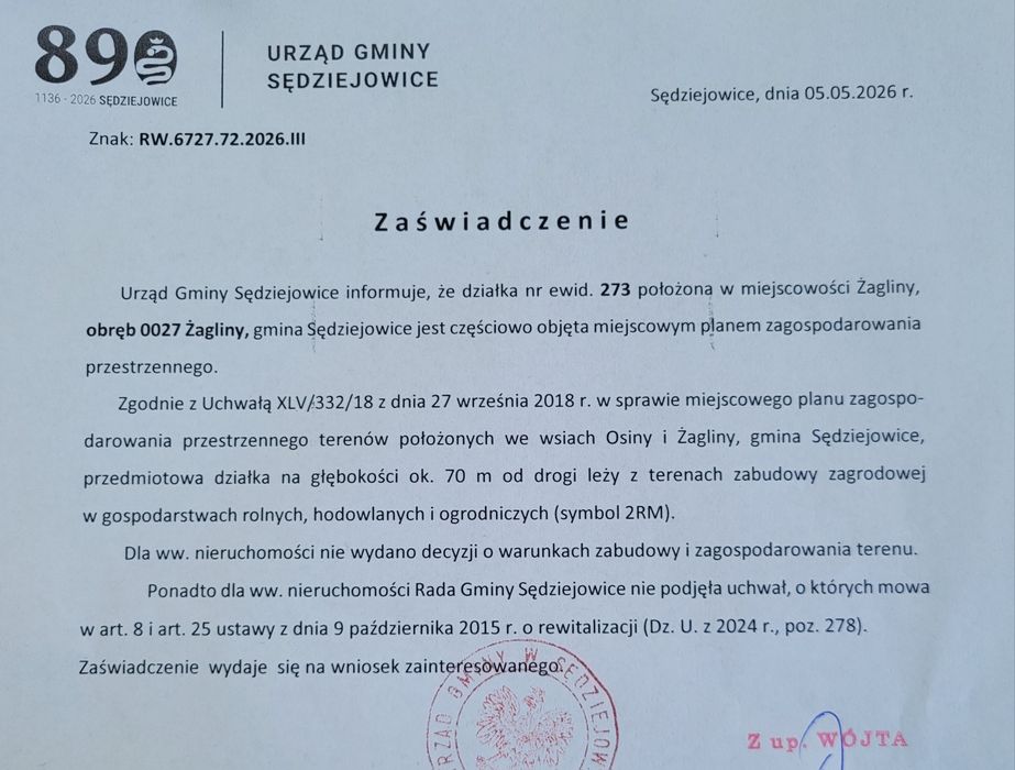 Sprzedam działkę rolno-budowalaną 1.53 ha cicha spokojna okolica