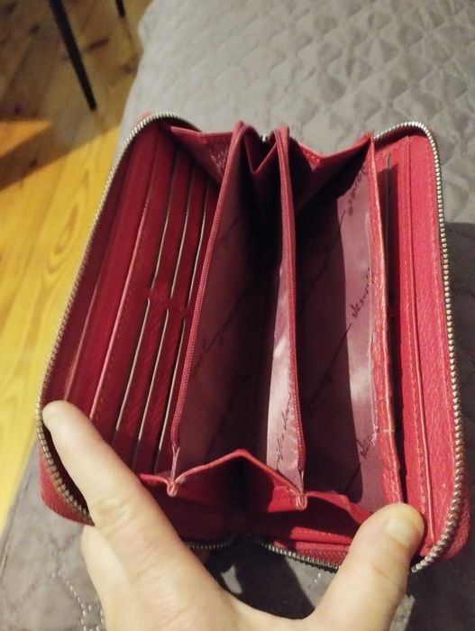 Portfel damski skórzany czerwony