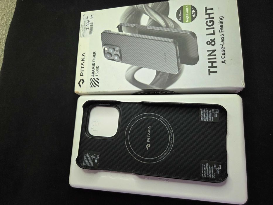 Чохол Pitaka iPhone 15 Pro Max MagEZ Case 4 Twill 1500D Black/Grey