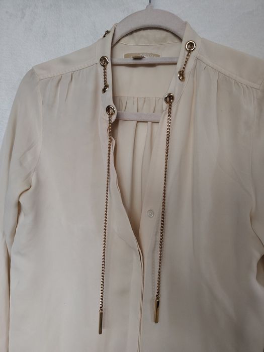 Elegancka koszula ecru ze złotymi łańcuszkami Michael Kors Glamour S