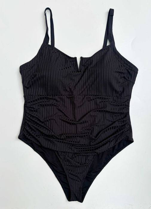 Strój Kostium Kąpielowy Czarny 4XL Paseczki Czerń