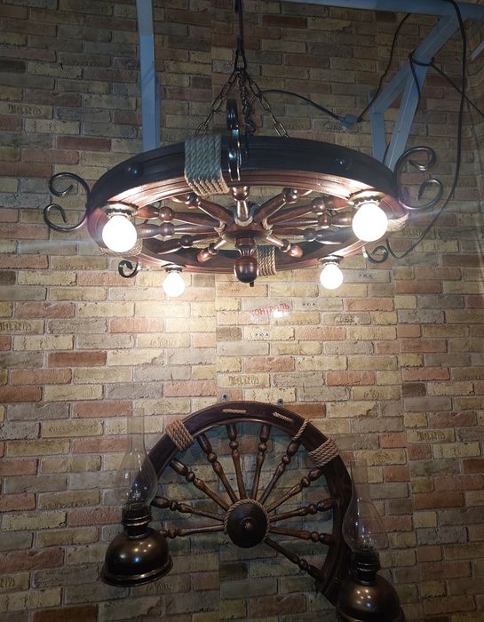 Люстра колесо ручная работа # 17 для беседки альтанки кафе террасы