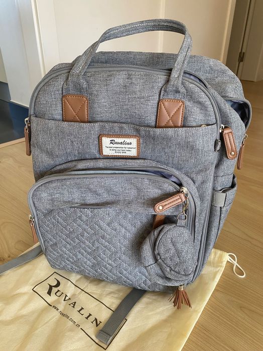 Mochila de maternidade ruvalino cinzenta