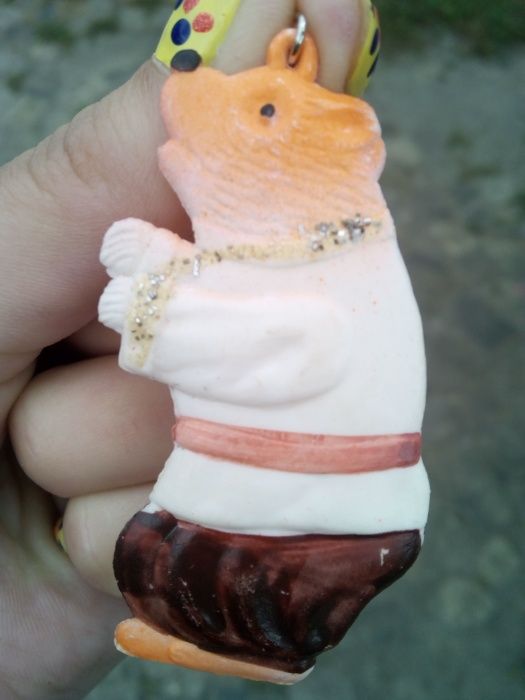 Новогодняя елочная игрушка пластмассовый мишка медведь СССР в коллекци