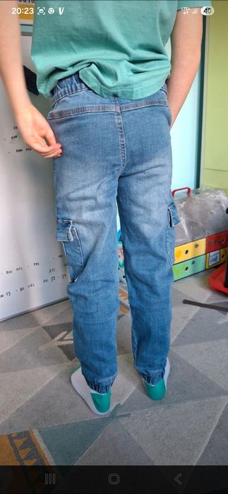 2 pary nowe joggery spodnie chłopięce cargo 134 140