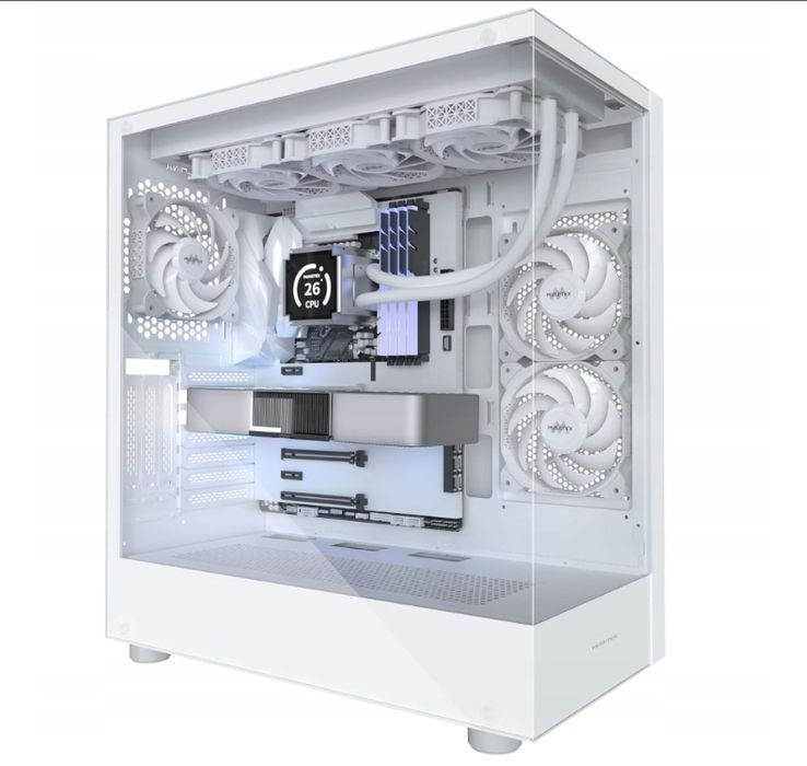 Musetex Obudowa Atx Pc Pre-Install 3 Wentylatory Biała Bez Rgb