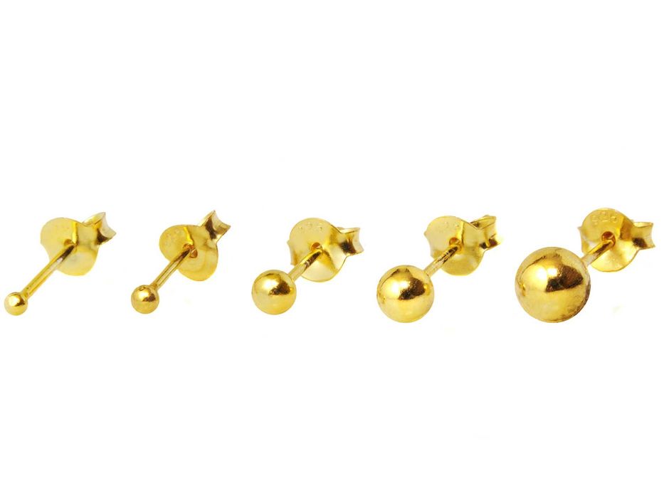 VERSIL kolczyki sztyfty kulki 1,6 mm złocone SREBRO 0,925