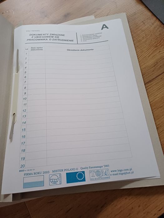 Nowe 4szt Teczki na akta osobowe