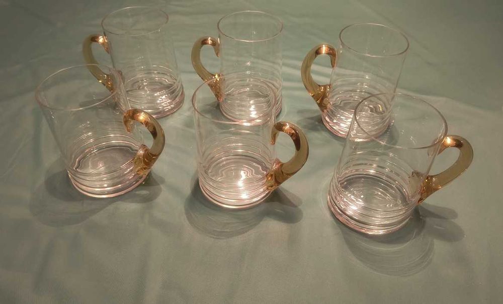 Stare szkło, Komplet 6 szklanek do piwa, antyk, lata 60-te