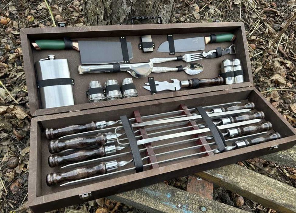Ідеальний на подарунок набір шампурів в кейсі!+можливість гравіювання!