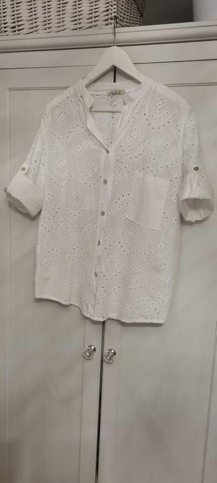 Koszula damska biała , haftowana , L