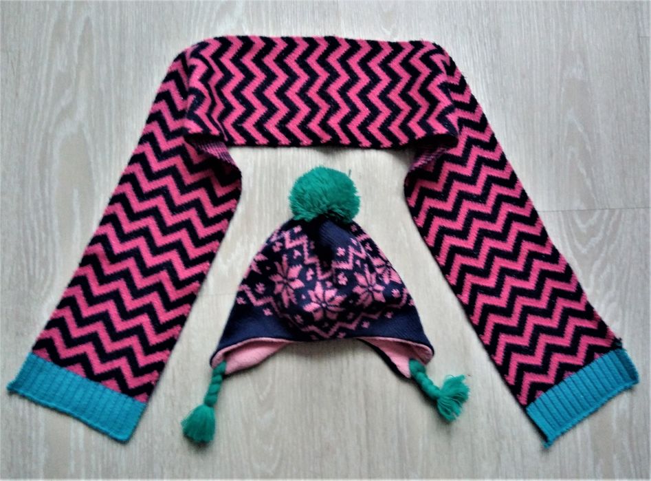 Детская зимняя шапка и шарф, комплект шапочка и шарфик