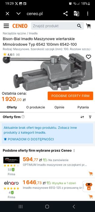 Imadło maszynowe Bison?