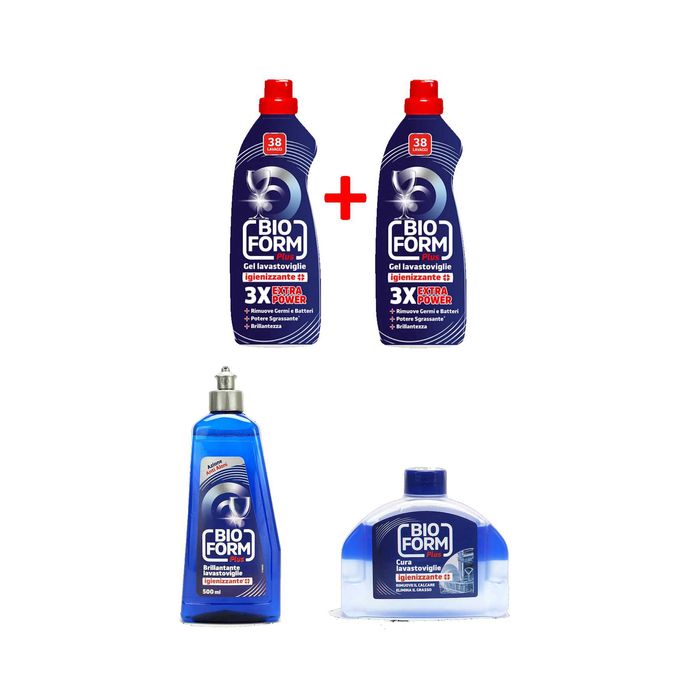 Комплект для посудомийки: гель (76 циклів миття)+ополіскувач+очисник