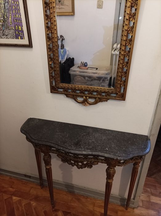 Espelho e mesa de mármore - Antiguidade