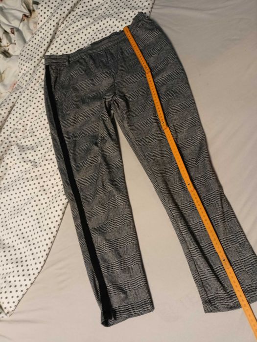 spodnie elastyczne na gumce chino chinosy krata 38 M wiosna