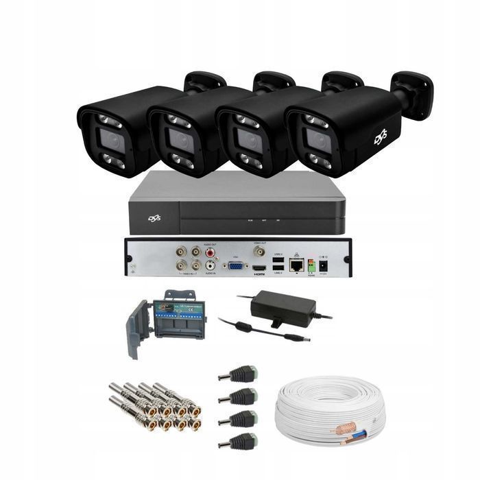 Monitoring analogowy 4 kamery 8MPx zestaw noc kolor DVR dom firma
