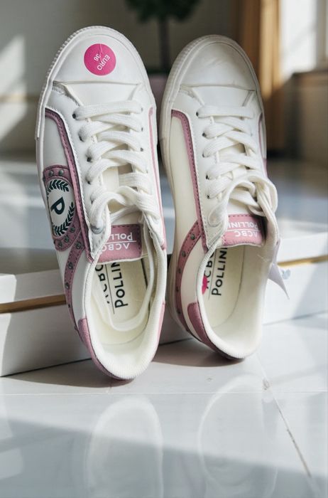 Pollini Włoskie buty trampki Nowe Oryginalne Sneakersy tenisowki skora