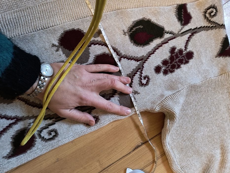 Vintage retro kardigan made in England angielski owoce oversize