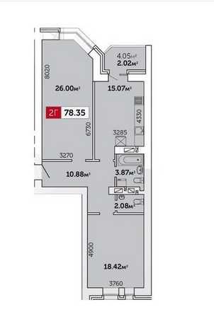 Продам Двокімнатну Квартиру , з Проектом на Трикімнатну