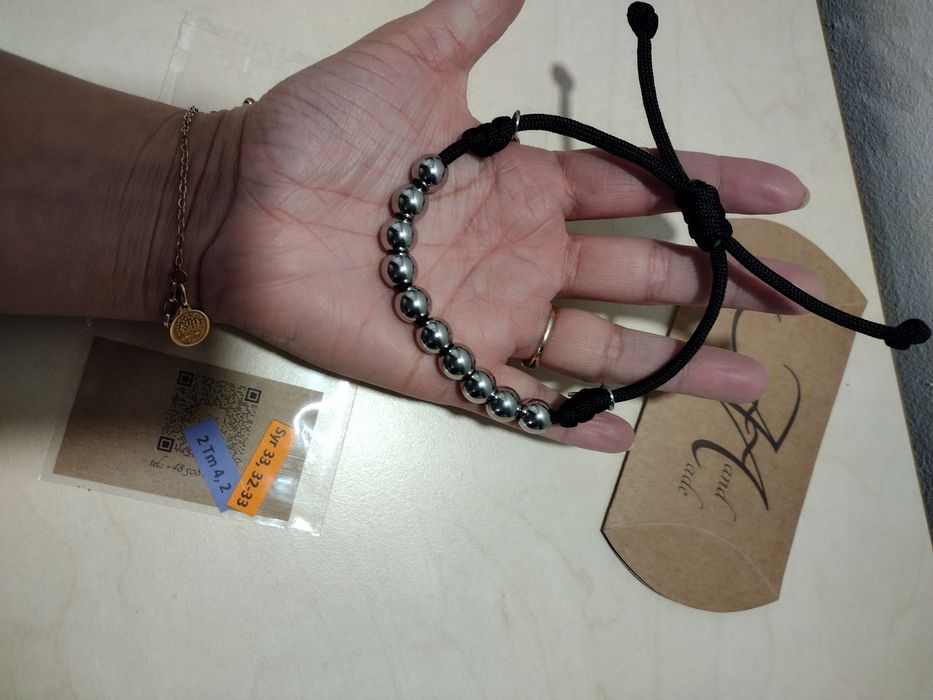 Różaniec na rękę bransoletka stal nierdzewna 1 cm parakord