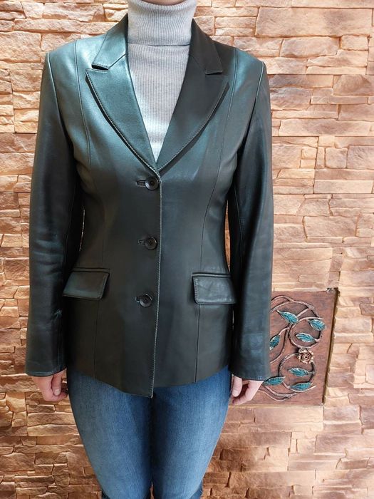 Кожаный пиджак 44 размер