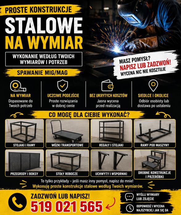 Konstrukcje stalowe na wymiar – spawanie MIG/MAG | Siedlce