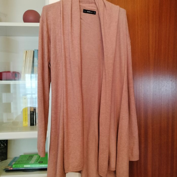 Casaco de malha fina rosa velho Zara S/Estado irrepreensível