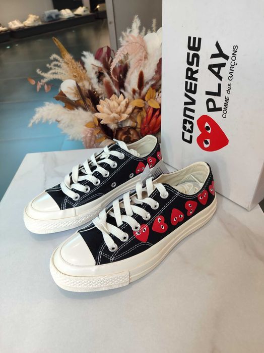 Кеди Converse x Comme Des Garcons Play Red Multi Hearts Low Top Black
