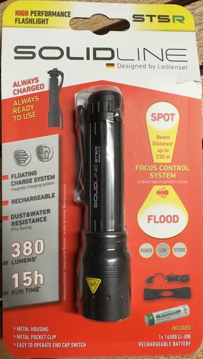 Latarka Ledlenser Solidline ST5R - 380 lum. zasięg 230 metrów LED USB